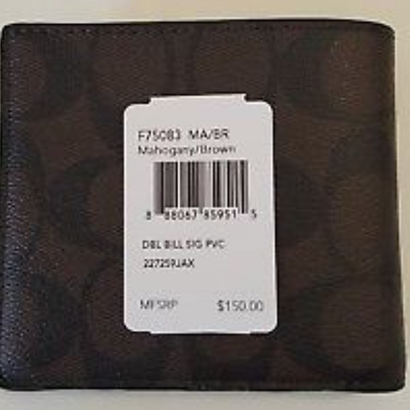 COACH Men’s Double Bill Signature PVC BROWN - Picture 3 of 6